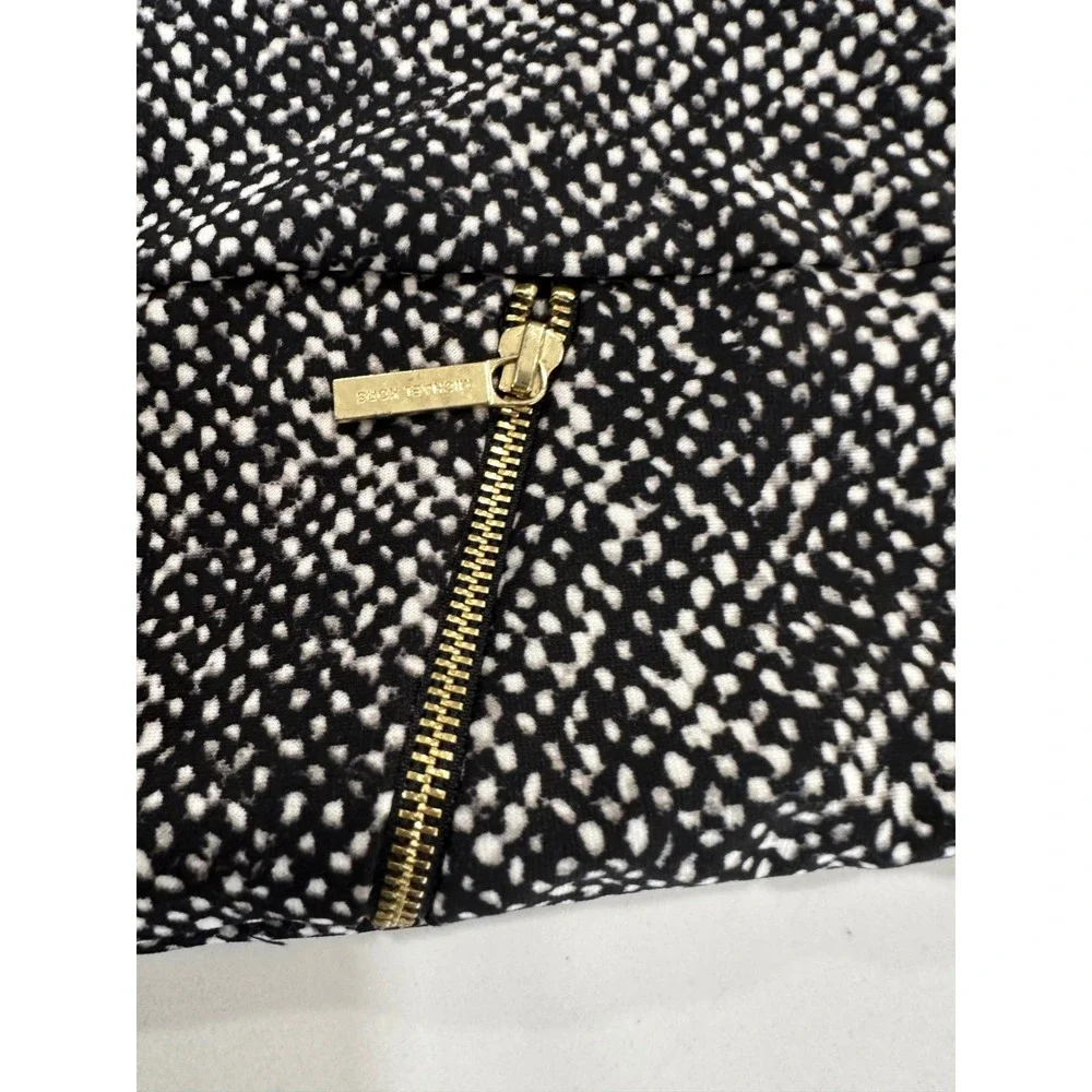 MICHAEL KORS Black White Pencil Skirt Gold Zip Detail Size 10‎